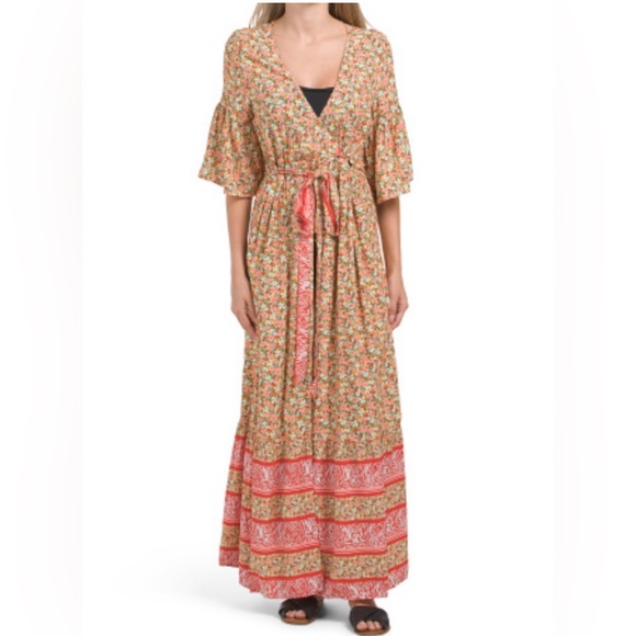 NWT Anthropologie x Maaji -Maxi kimono floral dress with ruffle skirt. Size M - Picture 3 of 12